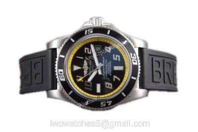 Replica Breitling Superocean Abyss Watch SS Black Yellow Inner Bezel Black Rubber watches
