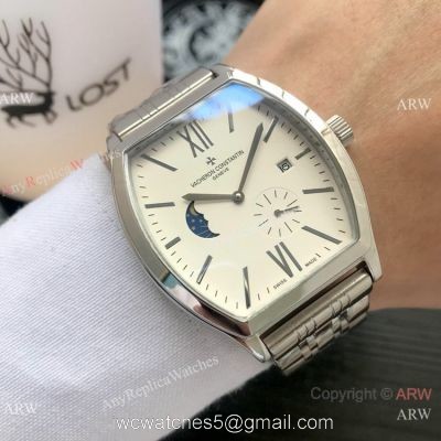 Replica Vacheron Constantin Malte Moonphase SS White Dial watch Wholesale watches