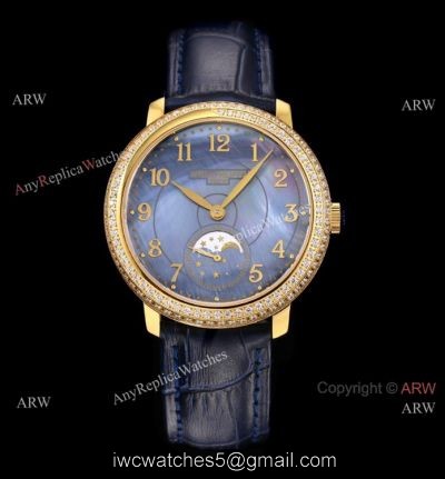 Swiss Patek Philippe Complications 4968R Watch Blue Mother of Pearl Gold Case watches