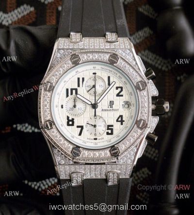 Knockoff Audemars Piguet Royal Oak Offshore Watch Iced Out White Face watches