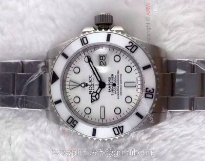 Replica Rolex Bamford Submariner Watch White Face/Ceramic Bezel/SS watches