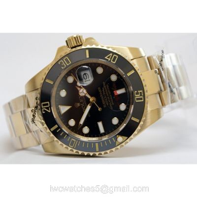High Quality Replica Rolex Submariner Watch All Gold Black Dial Black Ceramic 40mm watches