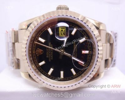 Replica Gold Rolex Datejust Black Dial Men Watch watches