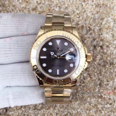 Swiss Replica Rolex Yachtmaster 3135 Watch Yellow Gold Gray Dial watches