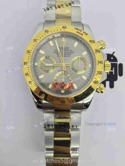 Swiss AAA Replica Rolex Daytona Valjoux 7750 Watch 2-Tone Gray Dial watches