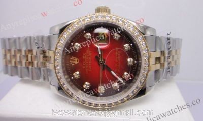 Replica Red Face Rolex Datejust Watch / 2-Tone Diamond Bezel watches
