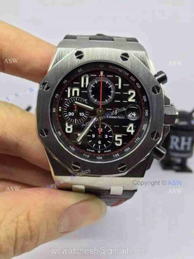 Swiss 3126 Replica Audemars Piguet Black Dial Number Black Leather watches