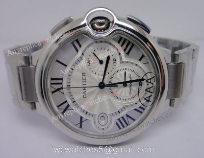 Ballon Bleu de Cartier Replica Watch SS Chronograph White Face 45mm watches