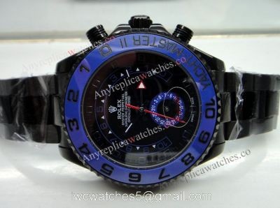 All Black Rolex Yachtmaster II Black Dial Blue Ceramic 44mm Replica watch watches