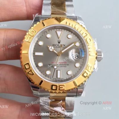 Swiss Copy Rolex Yacht-master 2836 Watch 2-Tone Gray Face watches