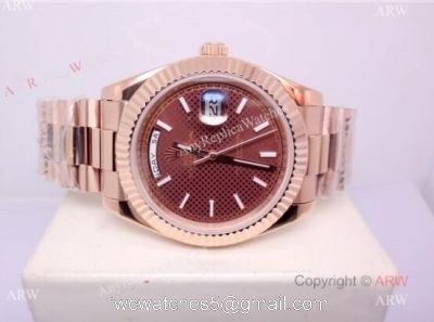 Rolex Day Date President Replica 40mm Watch All Rose Gold Chocolate Dial watches