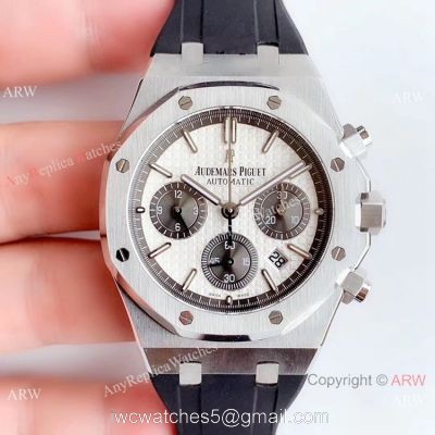 BF Replica Audemars Piguet Royal Oak Chronograph Watch White Face Rubber Strap watches