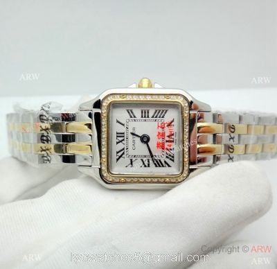 Copy Cartier Panthere Two Tone Diamond Bezel Watch 22mm Ladies watches