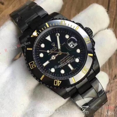 High Quality Rolex Submariner Black Ceramic Replica Replica Watch w/ Gold Number watches