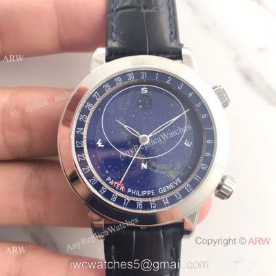 Swiss Replica Patek Philippe 6102P Sky Moon Celestial Stainless Steel Watch watches