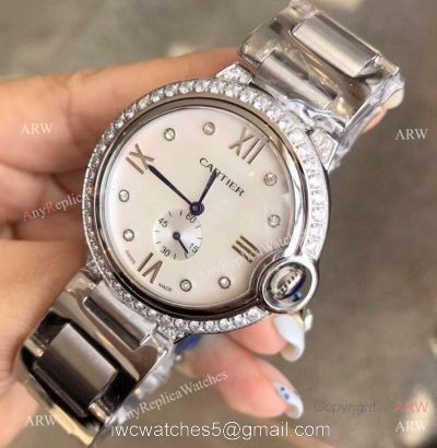Stainless Steel Diamond White Dial Womens Fake Cartier Watch watches