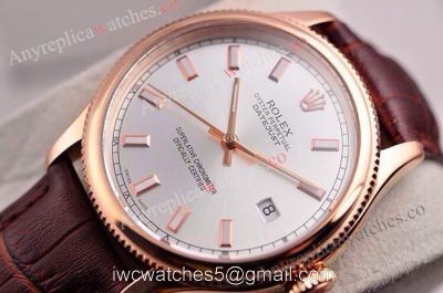NEW Style Copy Rolex Datejust Watch Brown Leather Band 39mm watches