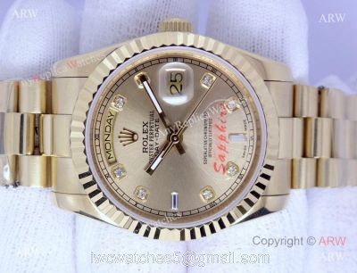 Rolex Day-date Watch Gold Diamond Marker Men Size watches