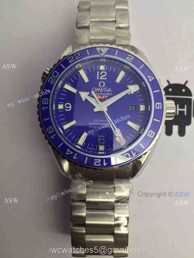 Replica Swiss OMEGA Seamaster Planet Ocean 600M Co-Axial GMT Watch Blue Dial watches