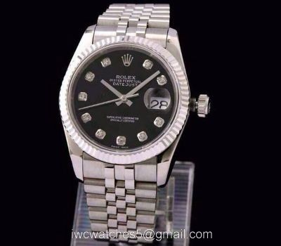 ROLEX DATEJUST SWISS ETA3135 WATCH BLACK DIAL DIAMOND MARKER watches