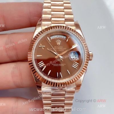 AAA Noob Rolex Day Date Chocolate Dial Rose Gold Swiss 3255 Replica Watch Men watches