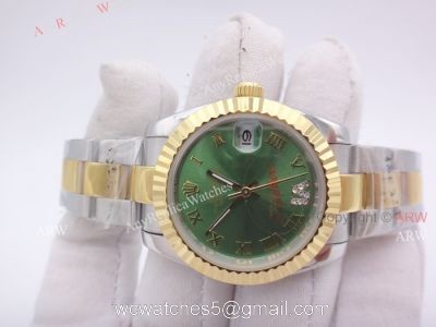 BLACK FRIDAY SALE Rolex Datejust 31mm Watch Diamond VI 2 Tone Olive Green Face Rolex watches