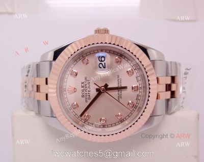 Copy Rolex Datejust 41mm 2-Tone Rose Gold Diamond Men Watch 41mm watches