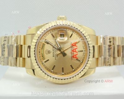 36mm Rolex Day Date Yellow Gold Replica Watches Worldwide Shipping watches