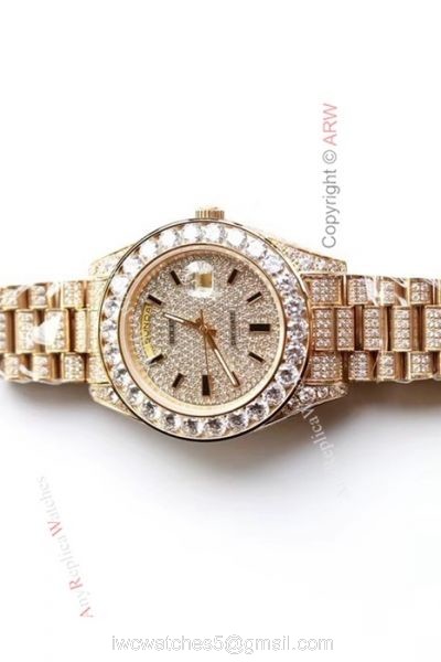 Swiss Replica Rolex Presidential Diamond DayDate Iced Out Watch 39mm watches