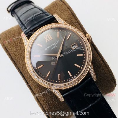 Swiss Grade 1 Patek Philippe Calatrava V2 Cal.9015 Watch Rose Gold Diamond 38mm watches