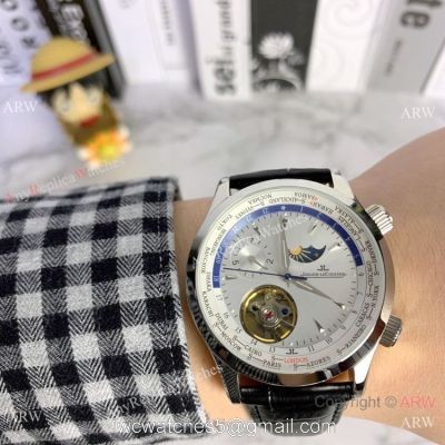 Copy Jaeger-LeCoultre Grand Complications Moon Watch SS Black Leather Band watches
