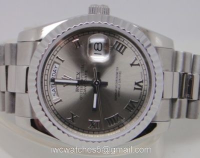 Rolex Day-Date Polished Stainless Steel Silver Dial Mens Replica Watches watches