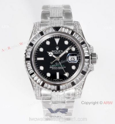 Best 1:1 Replica VR MAX Rolex GMT-Master II Black Sapphire Watch Diamond Band watches