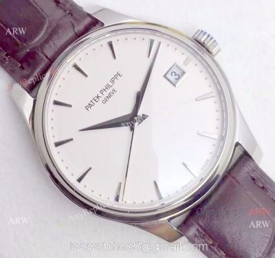 Swiss 9015 Patek Philippe White Face Brown Strap watches
