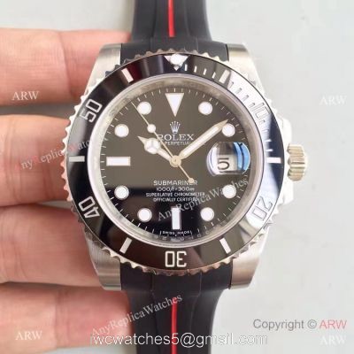 Stainless Steel Black Dial Submariner Rolex Rubber Strap Watch New Upgraded watches