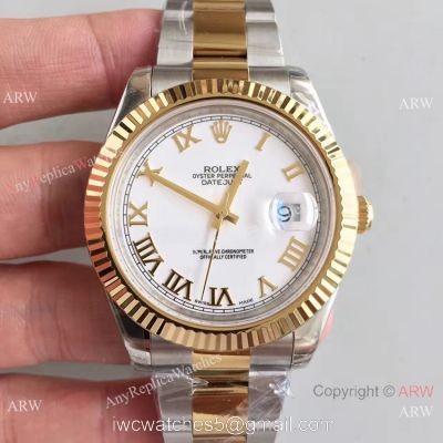 Replica Rolex Datejust II Watch 2-Tone White Roman Face 41mm watches