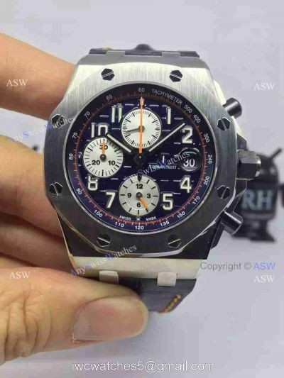 Swiss Knockoff Audemars Piguet Watch SS Blue Dial Blue Leather watches