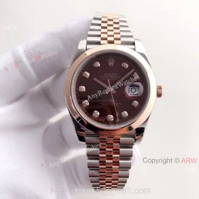 (EW) Rolex Everose Replica Watch 41mm Datejust II Coffee Brown Dial watches