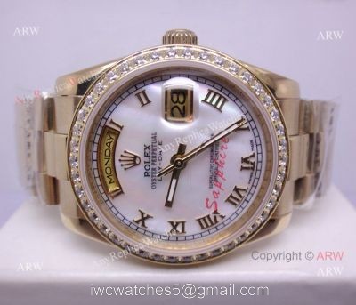 Rolex Presidential Diamond Bezel Replica Watch Day-Date MOP Dial watches