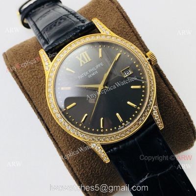 Swiss Replica Patek Philippe Calatrava V2 version Yellow Gold Diamond Watch watches