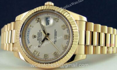 Rolex Day-Date II Yellow Gold Arabic Markers Watch 41mm Rolex President Replica watches