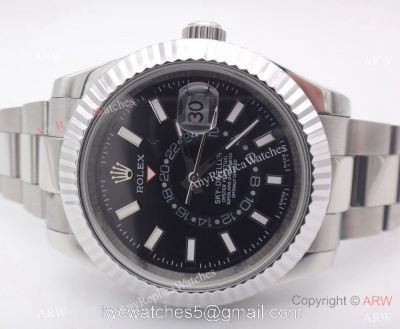 Rolex Sky Dweller Stainless Steel Black watch Working Time Zone watches