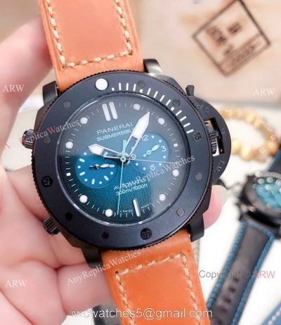 Replica Panerai PAM 983 Luminor Submersible Chrono Guillaume Nery Edition Watch Blue Dial watches