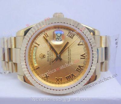 High Quality Replica Yellow Gold Rolex Day-Date II Watch 41mm Gold Dial watches