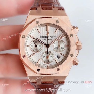 BF Swiss Royal Oak Audemars Piguet Replica Watch Rose Gold Brown Leather Band 41mm watches