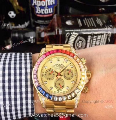 Yellow Gold Rolex Daytona Rainbow Replica Watch 42mm watches