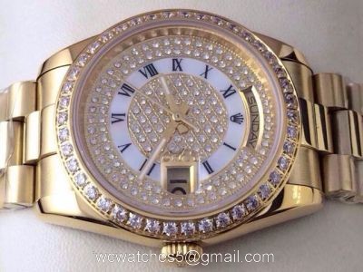 Rolex Day Date Diamond &038; Roman Watch Yellow Gold Buy Replica Watch watches