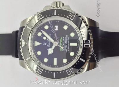 NEW UPGRADED Rolex Deepsea 44mm Replica Watch SS D-Blue Rubber Strap watches