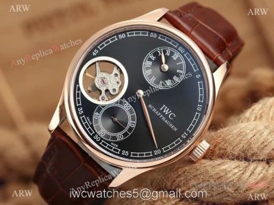 High Quality IWC Tourbillon Portuguese Watch Rose Gold Black Dial watches