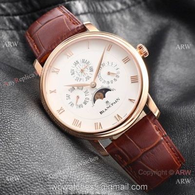 Swiss Replica Blancpain Villeret Perpetual Calendar Rose Gold Mens Watch ETA6654 watches